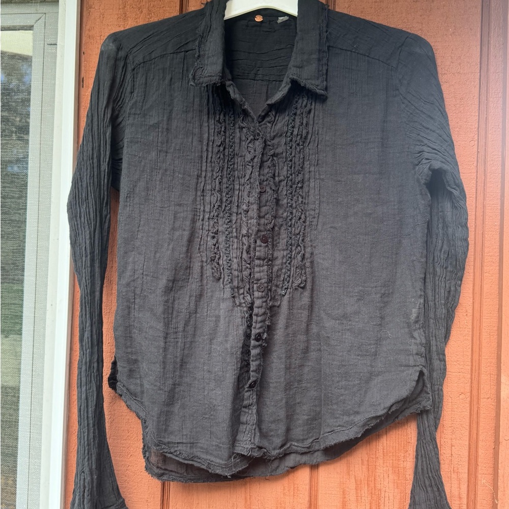 Free People One Light Distressed Button Down - Picture 12 of 14